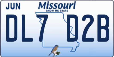 MO license plate DL7D2B