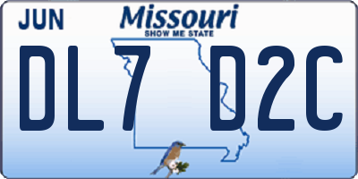 MO license plate DL7D2C