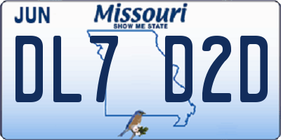 MO license plate DL7D2D
