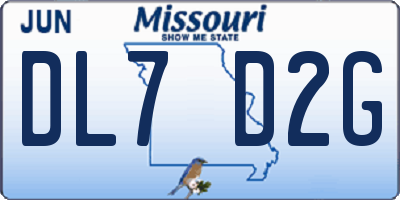 MO license plate DL7D2G