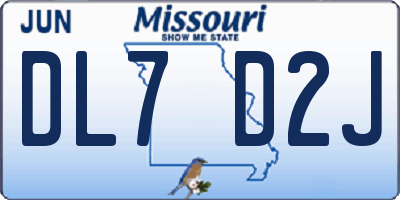MO license plate DL7D2J