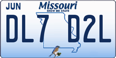 MO license plate DL7D2L