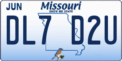 MO license plate DL7D2U