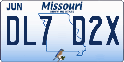 MO license plate DL7D2X