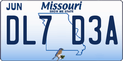 MO license plate DL7D3A