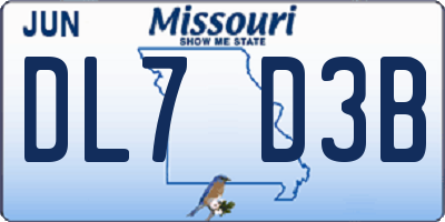 MO license plate DL7D3B