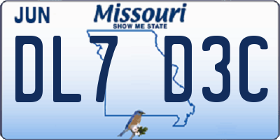 MO license plate DL7D3C
