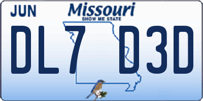 MO license plate DL7D3D