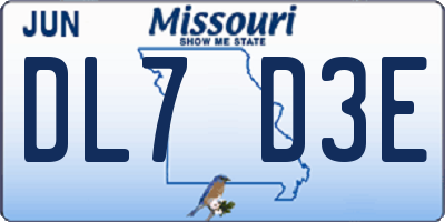 MO license plate DL7D3E