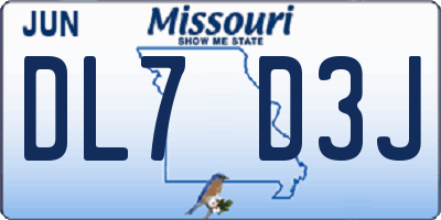 MO license plate DL7D3J