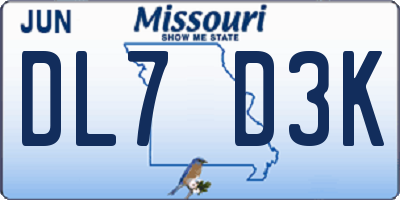 MO license plate DL7D3K