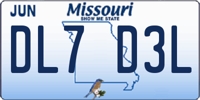 MO license plate DL7D3L