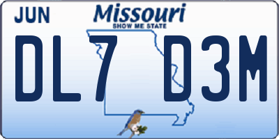 MO license plate DL7D3M