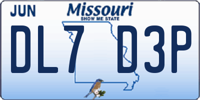 MO license plate DL7D3P