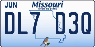 MO license plate DL7D3Q