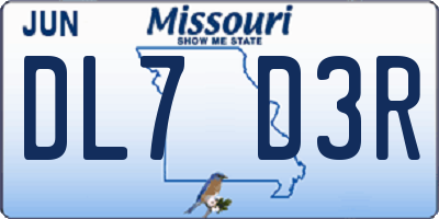 MO license plate DL7D3R