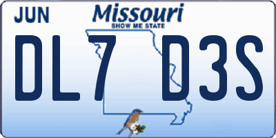 MO license plate DL7D3S
