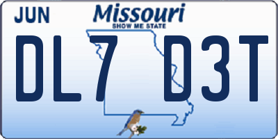 MO license plate DL7D3T