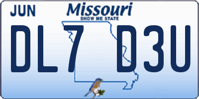 MO license plate DL7D3U