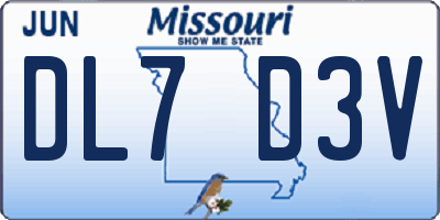MO license plate DL7D3V