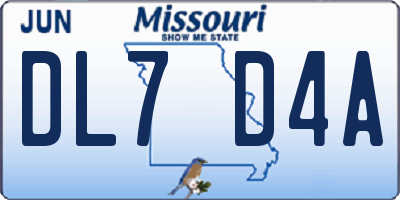 MO license plate DL7D4A