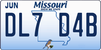 MO license plate DL7D4B