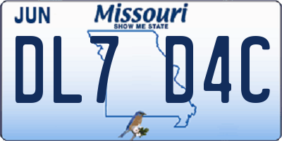 MO license plate DL7D4C