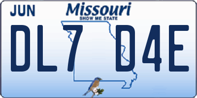 MO license plate DL7D4E