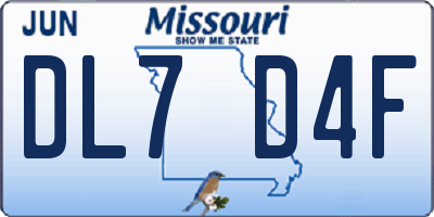 MO license plate DL7D4F