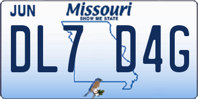 MO license plate DL7D4G