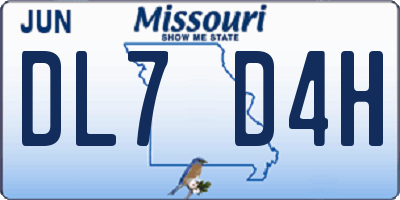 MO license plate DL7D4H