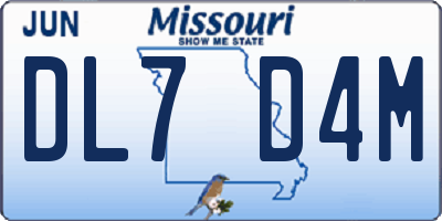 MO license plate DL7D4M
