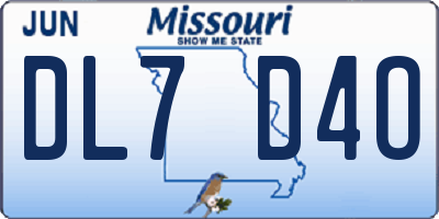 MO license plate DL7D4O