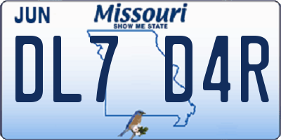 MO license plate DL7D4R