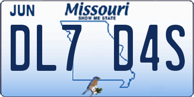 MO license plate DL7D4S