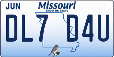 MO license plate DL7D4U