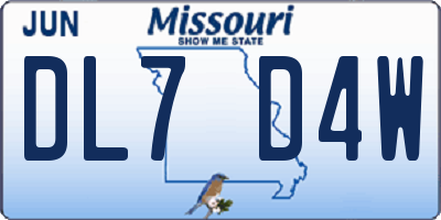 MO license plate DL7D4W