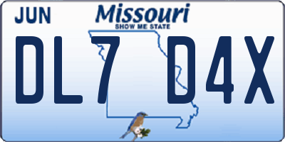 MO license plate DL7D4X