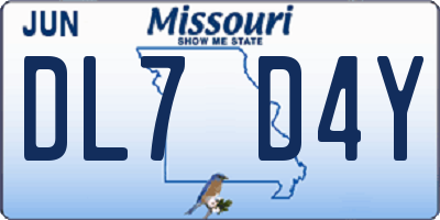 MO license plate DL7D4Y