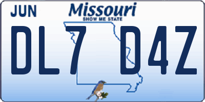 MO license plate DL7D4Z