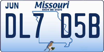 MO license plate DL7D5B