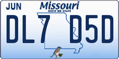 MO license plate DL7D5D