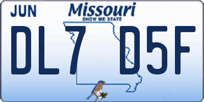 MO license plate DL7D5F