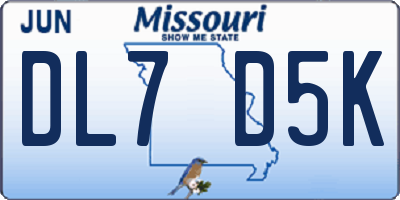 MO license plate DL7D5K