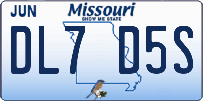 MO license plate DL7D5S