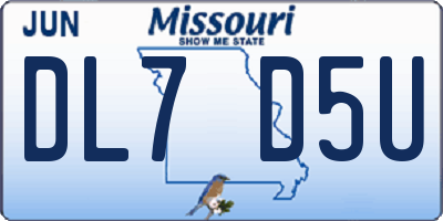 MO license plate DL7D5U
