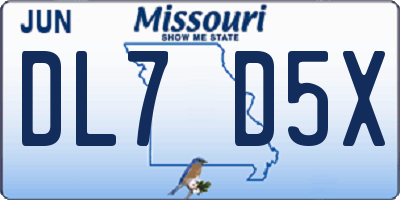 MO license plate DL7D5X