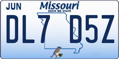 MO license plate DL7D5Z