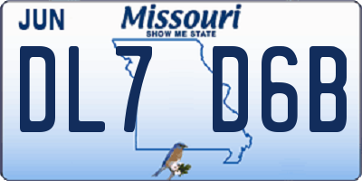 MO license plate DL7D6B