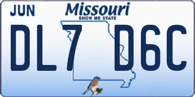 MO license plate DL7D6C